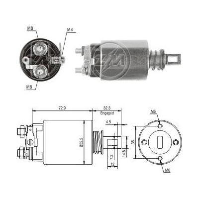 Spínač startéru S12-62 Hitachi Ford E2NN11390AA