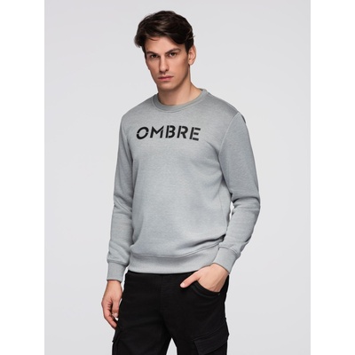 Ombre Clothing Класически мъжки суитшърт с надписи - сив меланж V1 B1711 Ombre Clothing Ombre Clothing | Siv | МЪЖЕ | M