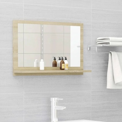vidaXL Огледало за баня, дъб сонома, 60x10, 5x37 см, инженерно дърво (804565)