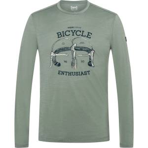 super. natural Мъжка блуза с дълъг ръкав super. natural Bike Enthusiast L/S Merino longsleeve - Eucalyptus / Various (216-9134-0211)