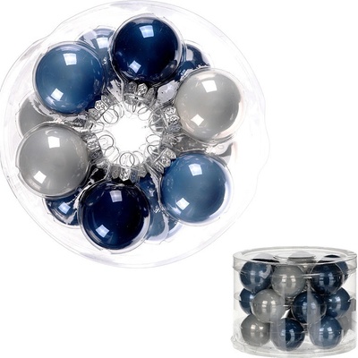 Autronic Ozdoby skleněné modro-bílé barvy pr.4cm 18ks VAK108-4