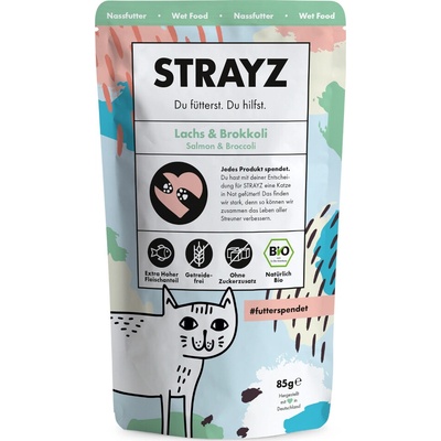 Strayz Bio losos a bio brokolice 6 x 85 g