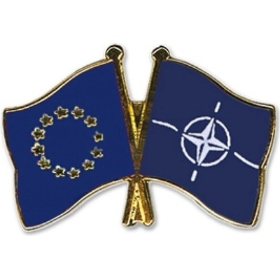 Odznak (pins) vlajka Európska únia (EÚ) + NATO - farebný