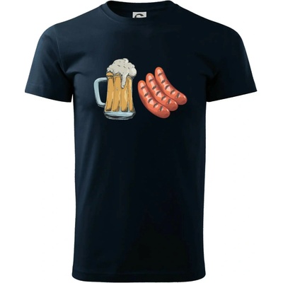 Pivo a klobása tričko tmavomodrá
