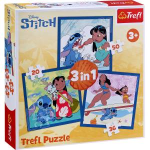 Trefl Пъзел Trefl 3 в 1 - Време със Стич (34896) - baby