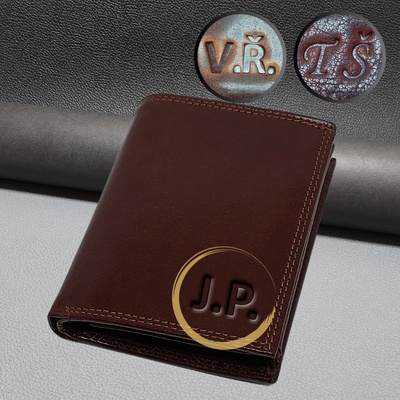 Pánská kožená peněženka s ražbou monogramu pravá kůže RFID