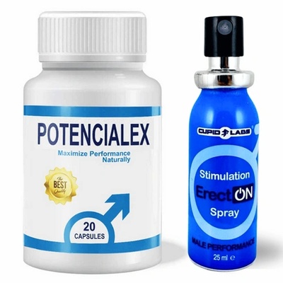 POTENCIALEX капсули секс стимулант за мъже + Спрей за мощна Ерекция ErectON 30мл