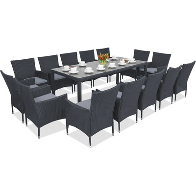 Garden Point Милано/Гренада 14 градински мебели от техноратан с голяма маса Garden Point антрацит (GAP1396-14)