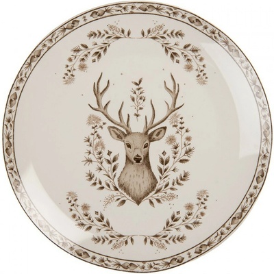 Clayre & Eef Porcelánový jídelní talíř s jelenem Gentle Wilderness 26 x 2 cm