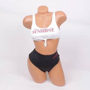 Image 1 of Бански в бяло и черно с надпис - чашка В