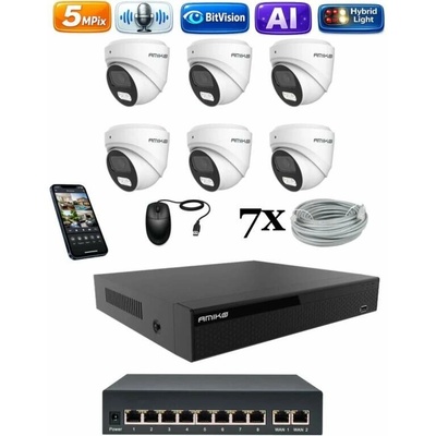 Amiko IP 6 kamerový set so switchom Ai Dl Dome 1500K6V2