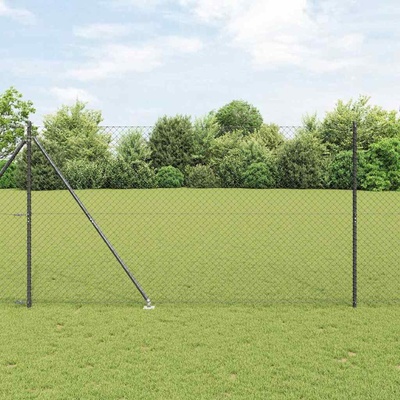 vidaXL Řetězová plotová konstrukce s hroty 10 x 1,5 m Šedá Síťovina