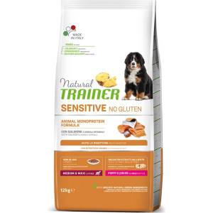 Natural Trainer Natural SENSITIVE Без Глутен Кученца & Юноши Среден / Макси Сьомга 12 кг