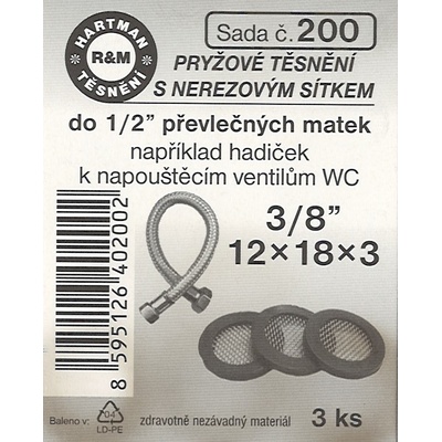 HARTMAN těsnění s nerezovým sítkem 3/8" 12*18*2mm, sada č. 200