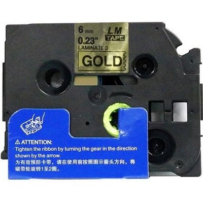 Compatible Съвместима лента с Brother TZ-811 / TZe-811, 6mm x 8m, черен печат / златна основа (TZe-811)