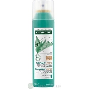 KLORANE Suchý šampón so žihľavou & vitamínom E na mastné tmavé vlasy 150 ml