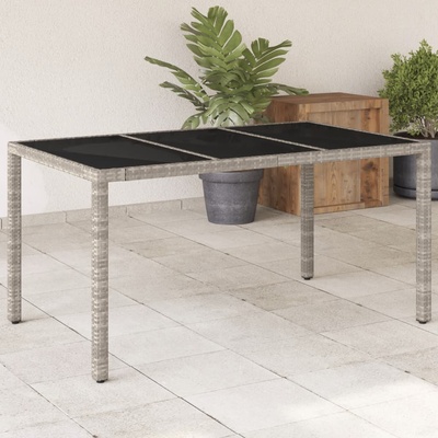 vidaXL Градинска маса стъклен плот светлосива 150x90x75 см полиратан (368125)