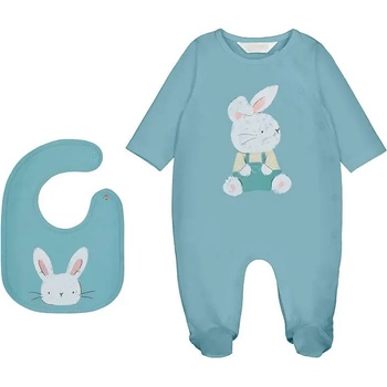 Mayoral Гащеризон дълъг и лигавник зайче в синьозелен цвят за новородено момче Mayoral