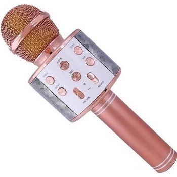 Bezdrátový bluetooth karaoke mikrofon zlato růžový