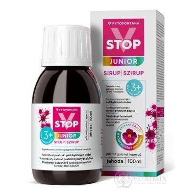 fytofontana V-STOP JUNIOR sirup s príchuťou jahody (od 3 rokov) 100 ml