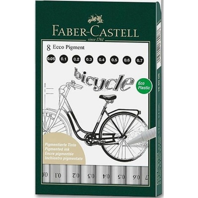 Faber-Castell 166008 Ecco Pigment súprava 8 ks čierne rôzne hroty