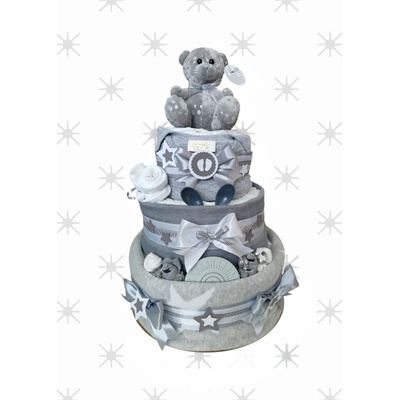BabyDort třípatrový plenkový dort pro miminko MEDVÍDEK – Zboží Mobilmania