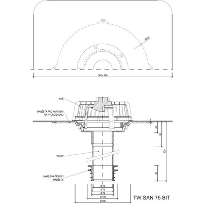 Sanačný vpust TW SAN BIT Typ: 75 BIT (79-102mm)
