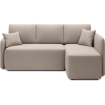 Eltap Бежов кадифен разтегателен ъглов диван с място за съхранение (десен ъгъл) Hadson - ELTAP (CO-HAD-RT-18SO)