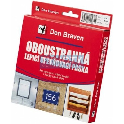 Den Braven Obojstranne lepiaca upevňovacia páska v krabičke 25 x 2 mm x 5 m biela B5332RL