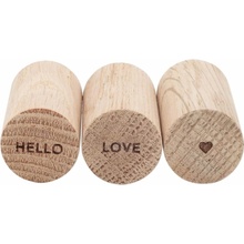 Eulenschnitt Dřevěné háčky Oak Wood Hello Love - set 3 ks, přírodní barva, dřevo