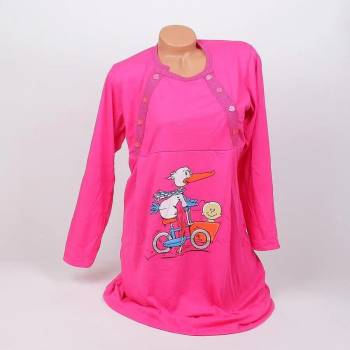 Image 1 of Нощница за кърмачки в цикламено с щъркел на колело и бебе