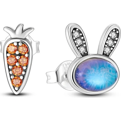 GRACE Silver Jewellery Stříbrné náušnice Mrkev a Králík stříbro 925/1000 E-KTE025/424 Stříbrná