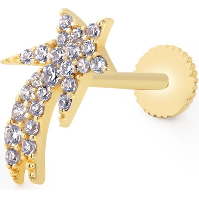 Lillian Vassago Zlatý piercing labreta hvězda se zirkony LLV92-GPI121LB
