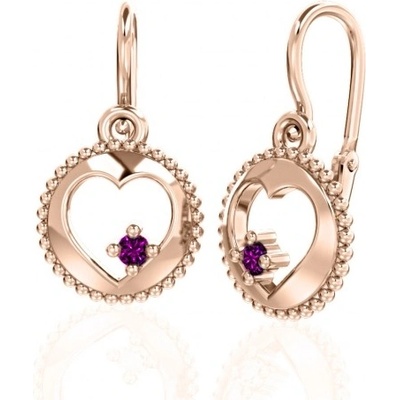 Couple srdíčkové dětské Orin růžové zlato s barevnými zirkony 6680682-4-0-75