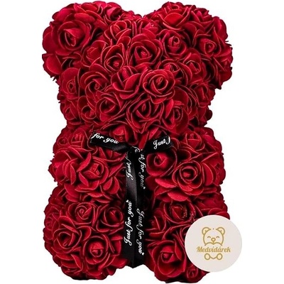 Medvídárek Simple medvídek z růží 25cm - tmavě červený