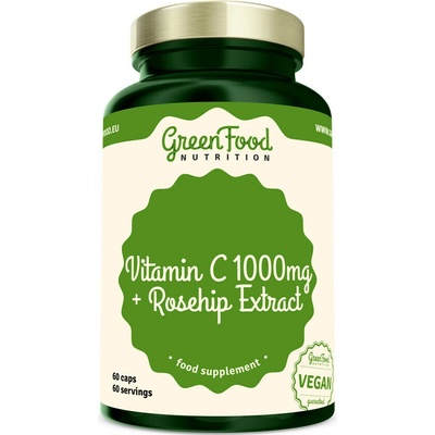 GreenFood Vitamin C 1000 mg + Rosehip Extract 60 kapslí