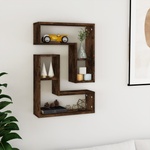 vidaXL Стенни рафтове, 2 бр, опушен дъб, 50x15x50 см, инженерно дърво (826641)