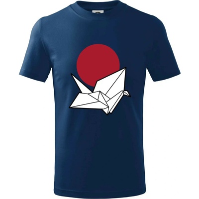 Japan culture origami tričko detské polnočná modrá