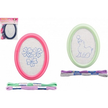 Vyšívání malý sáček předloha 2 příze oválný rámeček asst 4 druhy na kartě