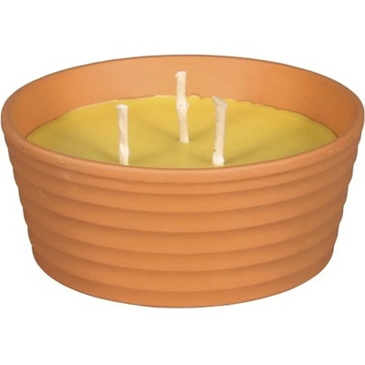 Svíčka Citronella Sirius žlutá, miska terakota, pr. 18 cm