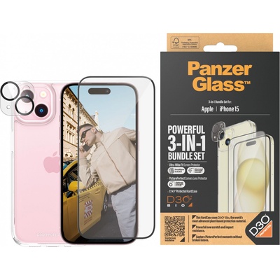 Panzer Стъклен протектор PanzerGlass за Apple iPhone 15 UWF Bundle (UWF screen protector, HardCase, протектор за камера)