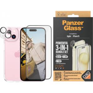 Panzer Стъклен протектор PanzerGlass за Apple iPhone 15 UWF Bundle (UWF screen protector, HardCase, протектор за камера)