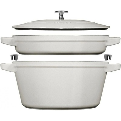 Staub Cocotte Sada 2v1: litinový hrnec a pánev s poklicí, Ø 24 cm, bílý lanýž 1010879