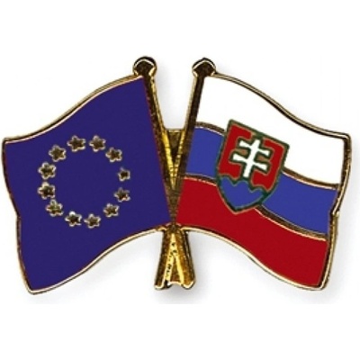 Odznak (pins) vlajka Európska únia (EÚ) + Slovensko - farebný
