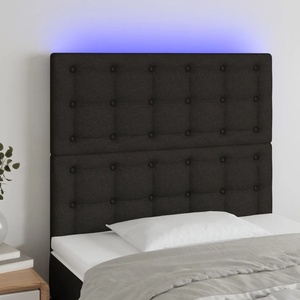 vidaXL LED горна табла за легло, черна, 90x5x118/128 см, плат (3122842)