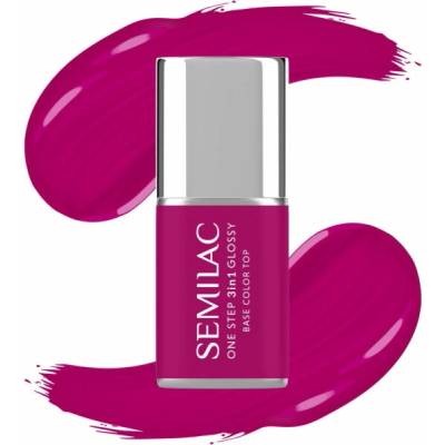 Semilac One Step Glossy 3v1 hybridní lak na nehty S595 zářivě fialová 7 ml
