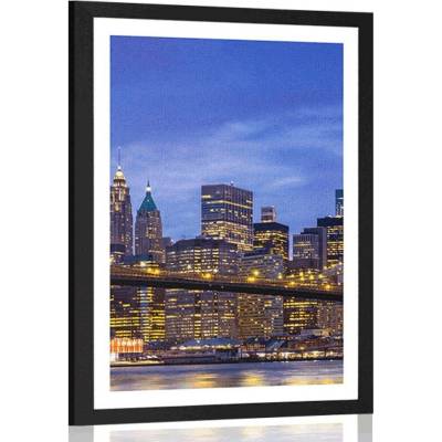 Plakát s paspartou most v Brooklynu - 40x60 black