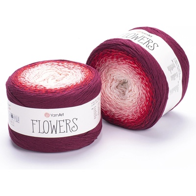 Yarn Art příze Flowers 269 smetanová, růžová, červená, vínová