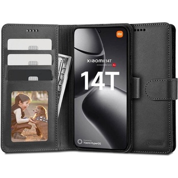 Tech-Protect Кожен Калъф с Джобове за Xiaomi 14T Pro, Tech-Protect Wallet Book Case, Черен (5906302371280)