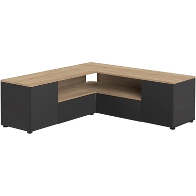TEMAHOME Масичка за телевизор с дъбов декор в черно и натурално 130x46 cm Angle - TemaHome (983241.850387)